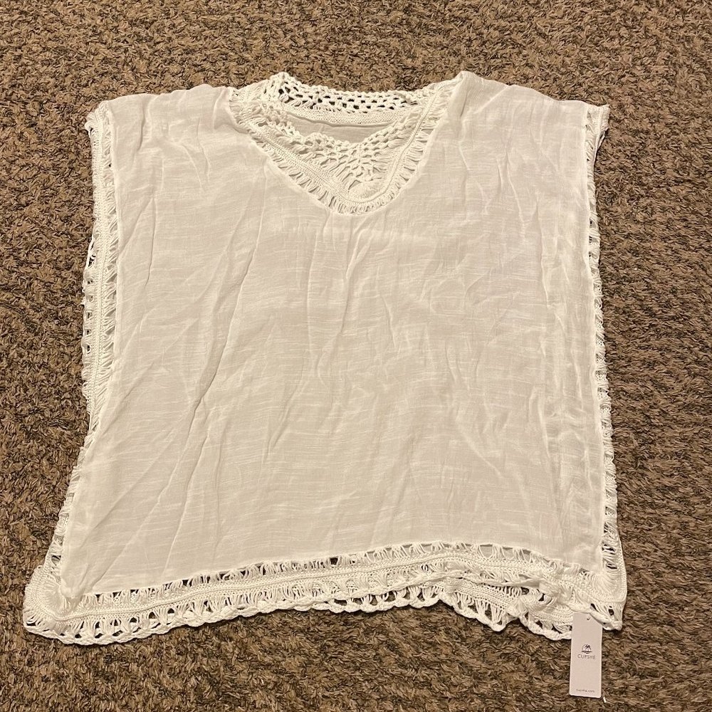 Cupshe White Crochet Dolman Sleeve Cover Up